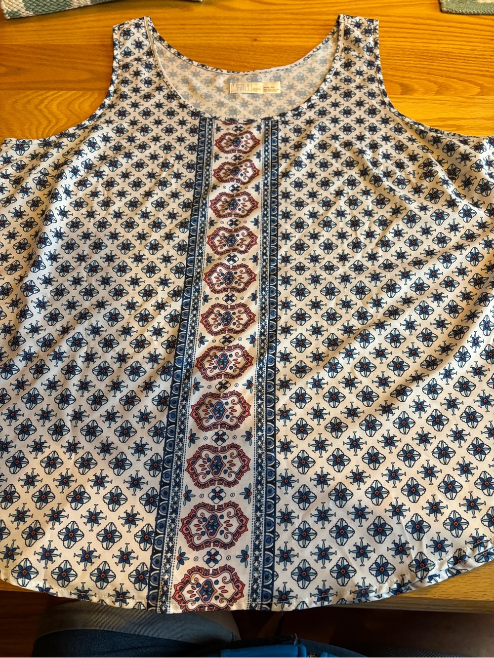Women’s Time And Tru BOHO Geometric Tile Print Floral Tank Top Size 22